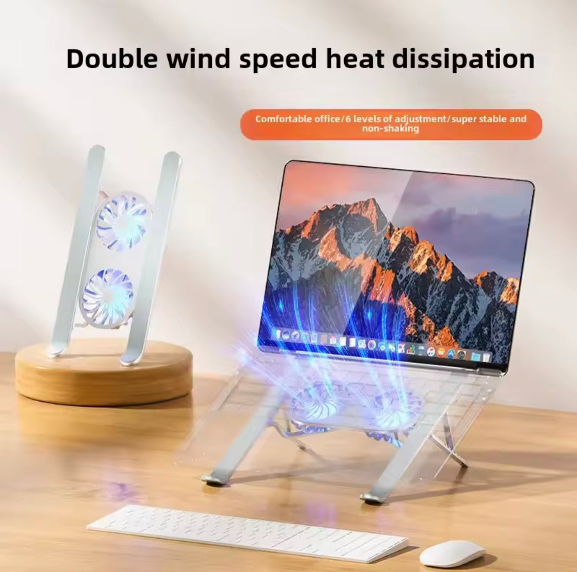 Portable Aluminium Alloy Notebook Stand, Laptop Stand With Computer Cooling Fan, Foldable Dual Fan Desktop Computer Cooling Bracket Portable Aluminium Alloy Notebook Stand, Laptop Stand With Computer Cooling Fan, Foldable Dual Fan Desktop Computer Cooling Bracket